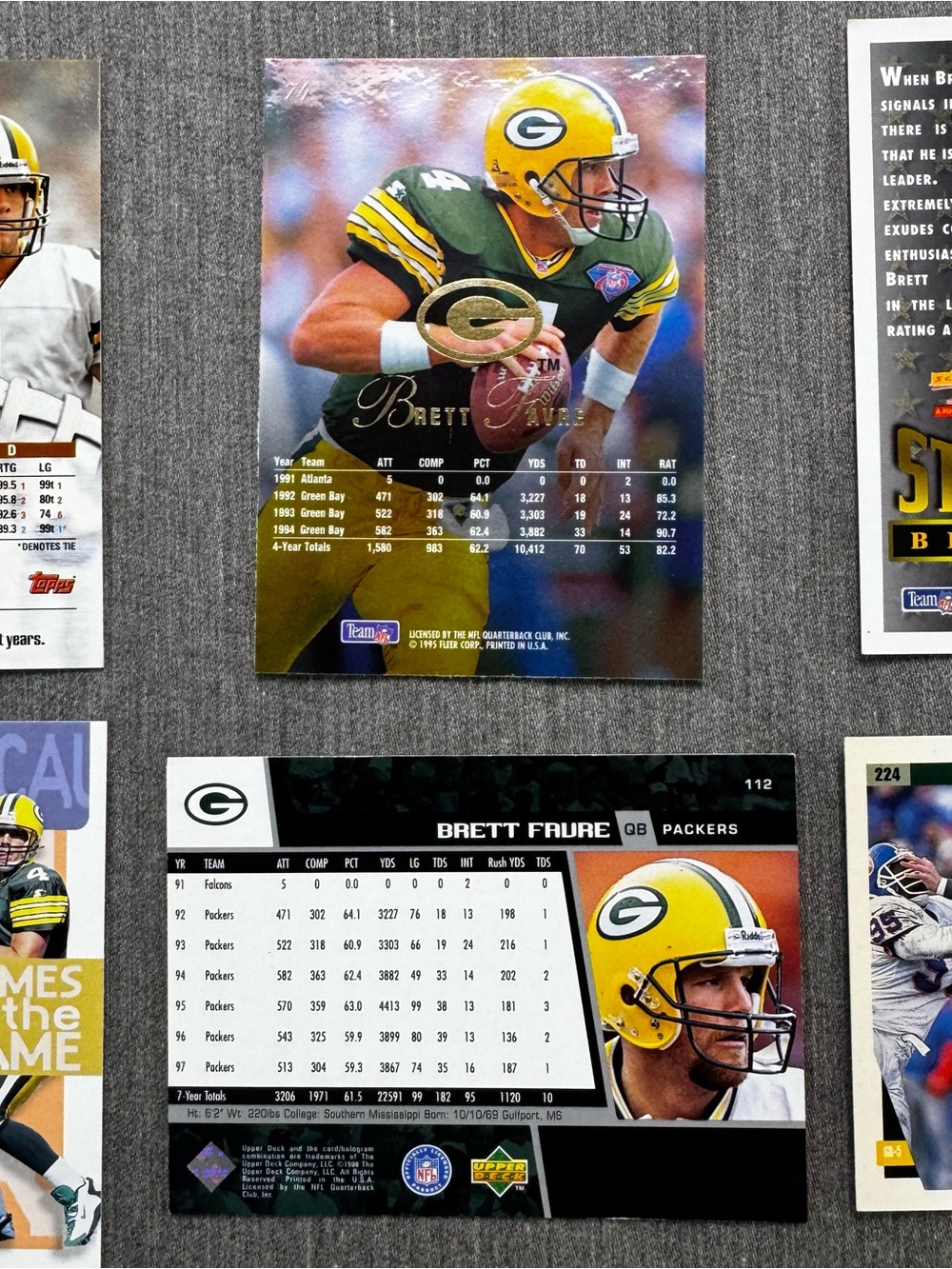 Brett Favre Green Bay Packers Football Card Lot (6 Cards) 1995-1997 Vintage - Picture 7 of 8